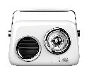 רדיו רטרו Bluetooth מעוצב עם ידית נשיאה.